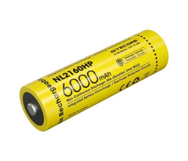 Nitecore NL2160HP laetav 21700 Li-ion aku – 6000mAh, 20A, kaitstud, IPX6 veekindel