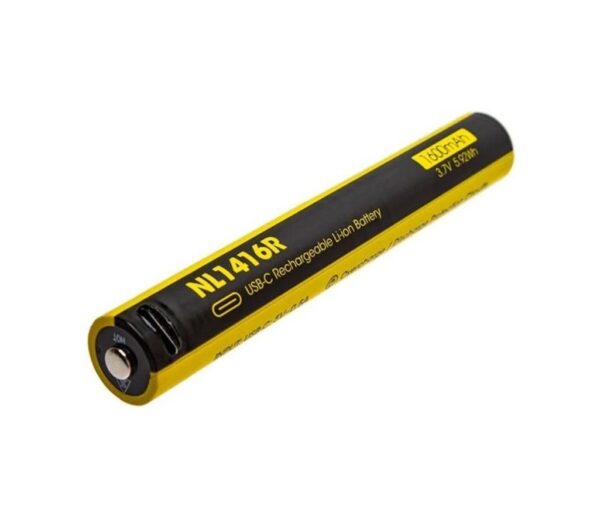 Nitecore NL1416R laetav Li-ion aku – 1600 mAh, 14100, USB-C laadimine, nikeldatud roostevaba teras