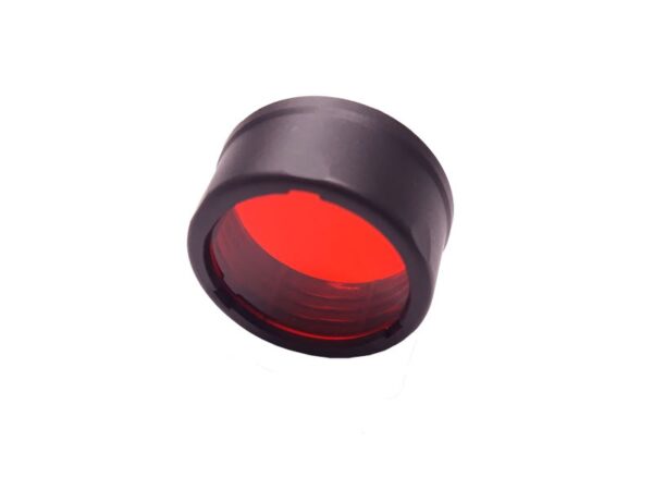 Nitecore NFR26 punane filter – mineraalkattega klaas, painduv TPU raam, sobib 26,8 mm taskulambipeale