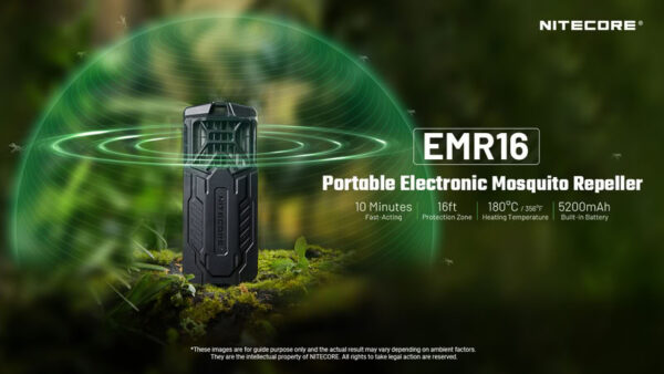 Nitecore EMR16 elektrooniline sääsetõrjevahend – 5 m kaitsetsoon, 5200mAh aku, IPX5, USB-C, kompaktne