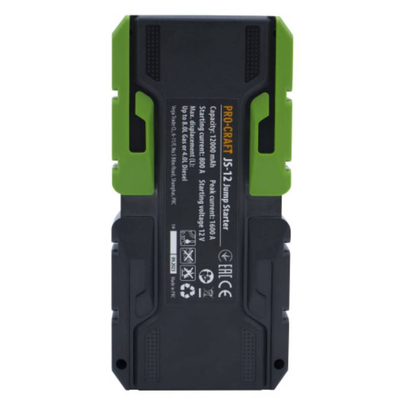 Käivitusabi ja akupank 12000 mAh Procraft JS-12NE, 1200A (USB-C kiirlaadimine) - Pilt 4