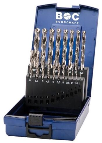 Bohrcraft HSS-G metallipuuride komplekt 1–10 mm, 19 osa.