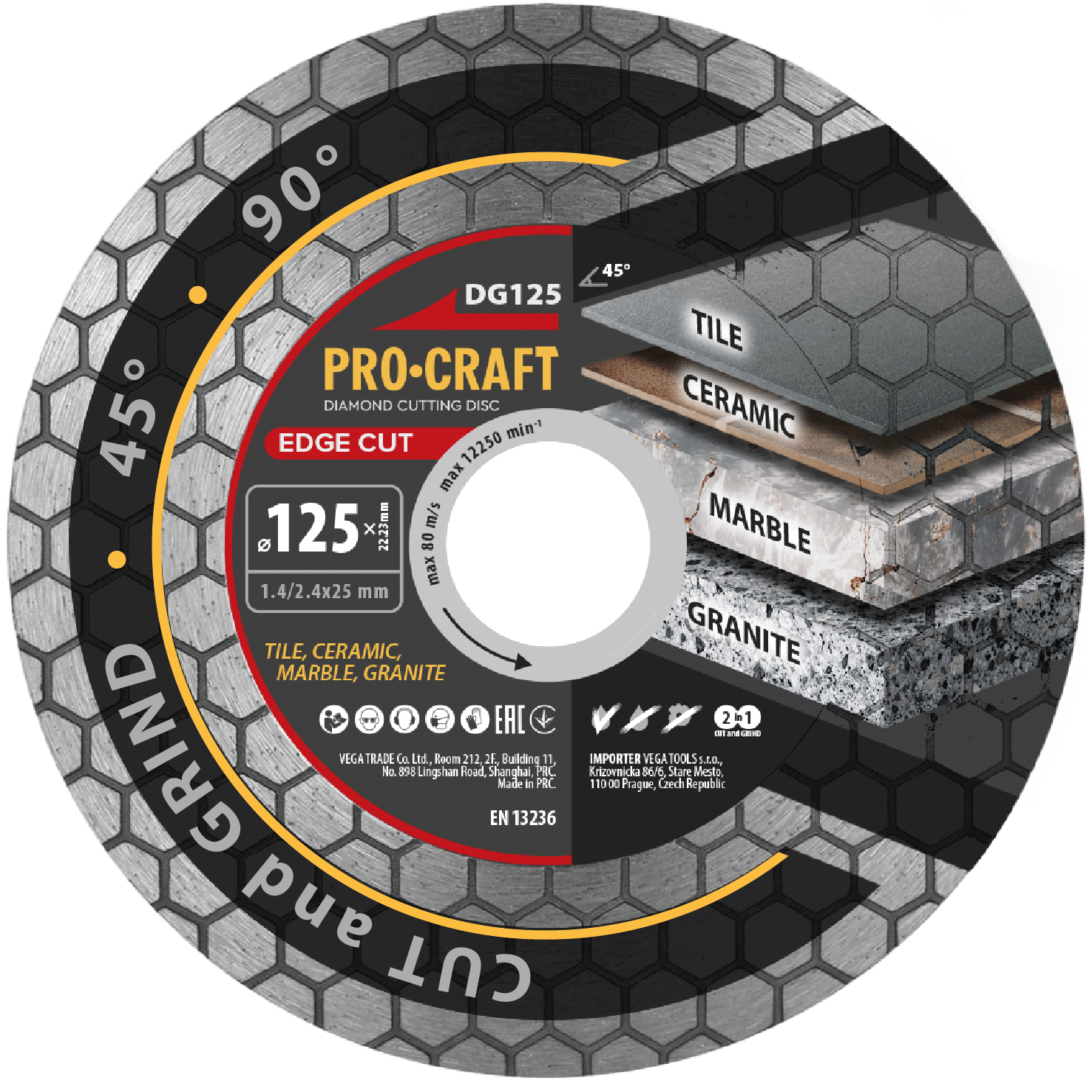 Procraft DG125 teemantlõikeketas 125 mm, Edge Cut